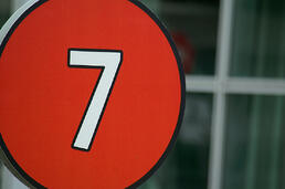 road sign, bus sign, bus number, 7
