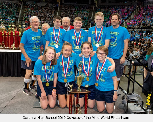 Corunna High School 2019 Odyssey of the Mind World Finals team