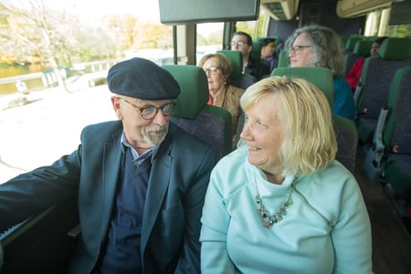 Happy customers on bus