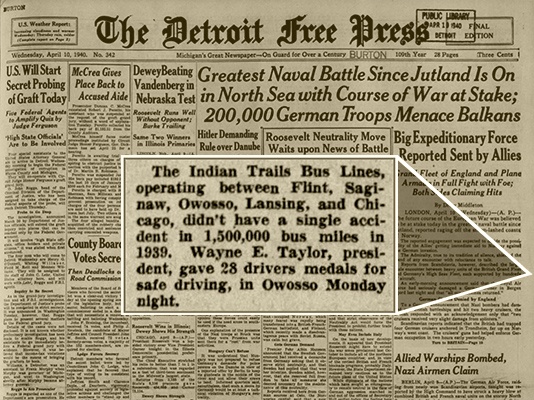 Detroit Free Press clipping on Indian Trails safety